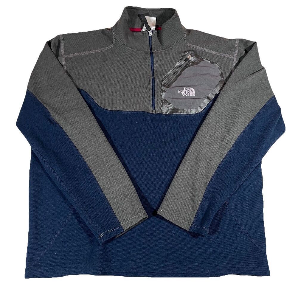 The North Face 1/4 Zip Two Tone Fleece Jacket Chest Pocket Men's Medium
